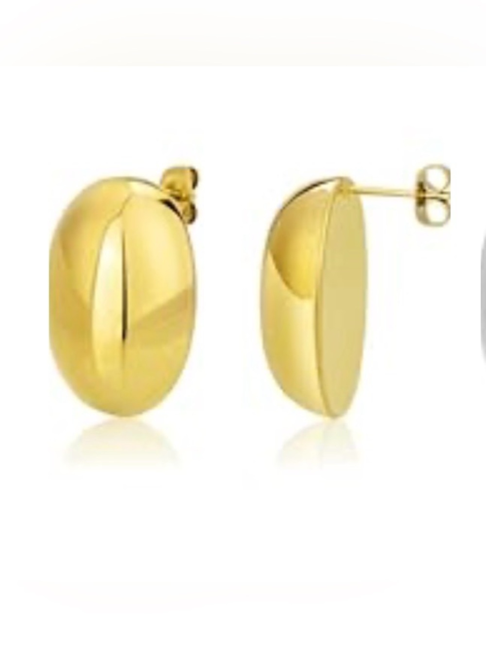 Siumal 14 Gold  plating Oval Dome Stud Earrings - Women Jewelry